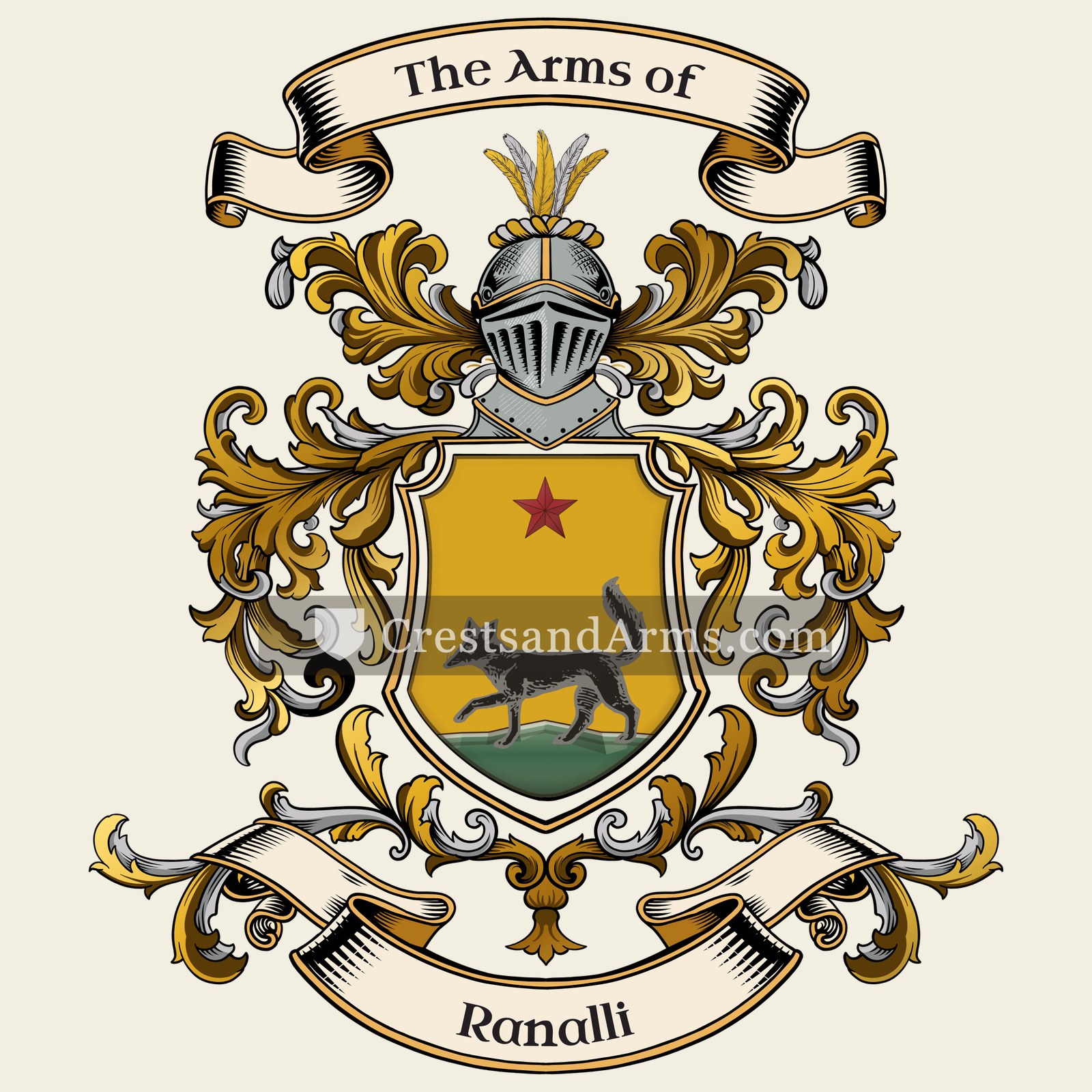 The Ranalli coat of arms, drawn from the recorded blazon