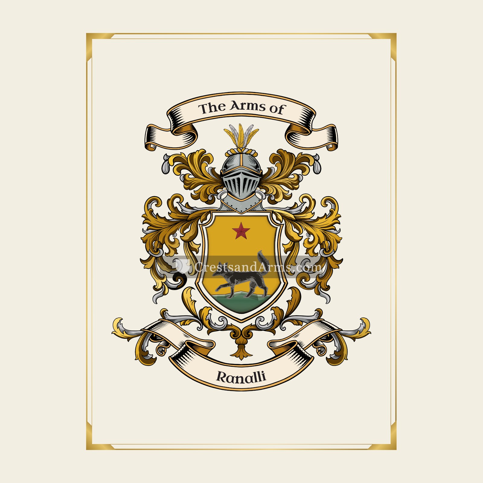 With gold border