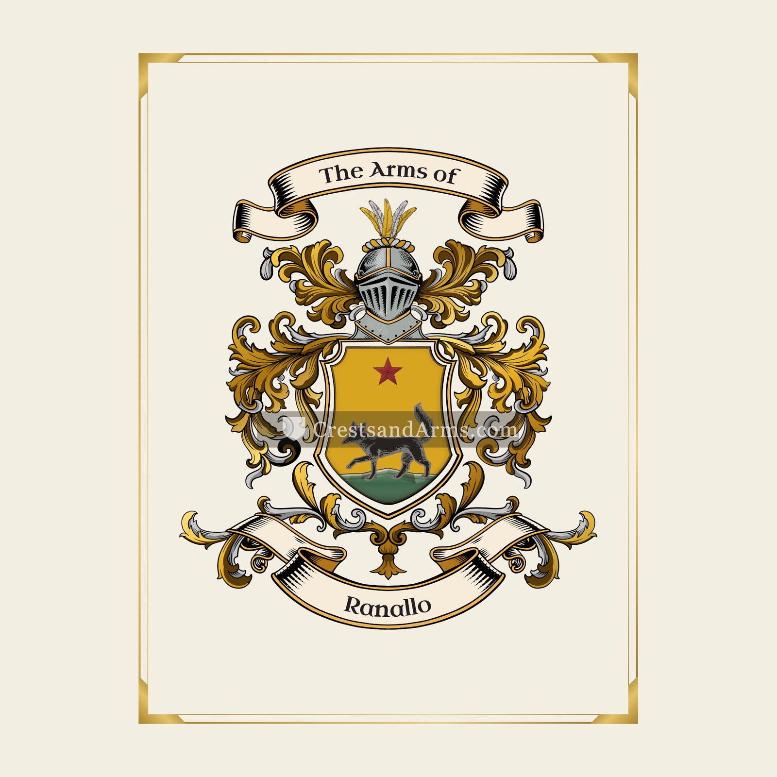 With gold border