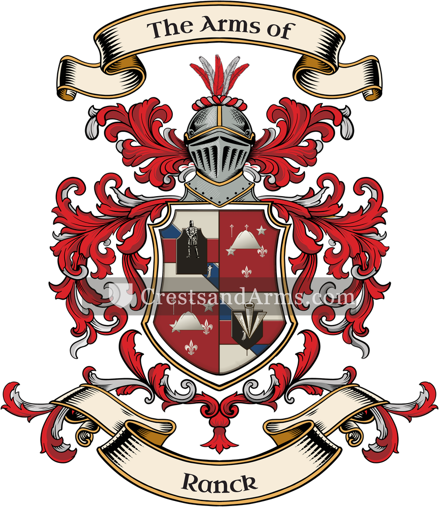 The Ranck coat of arms, drawn from the recorded blazon