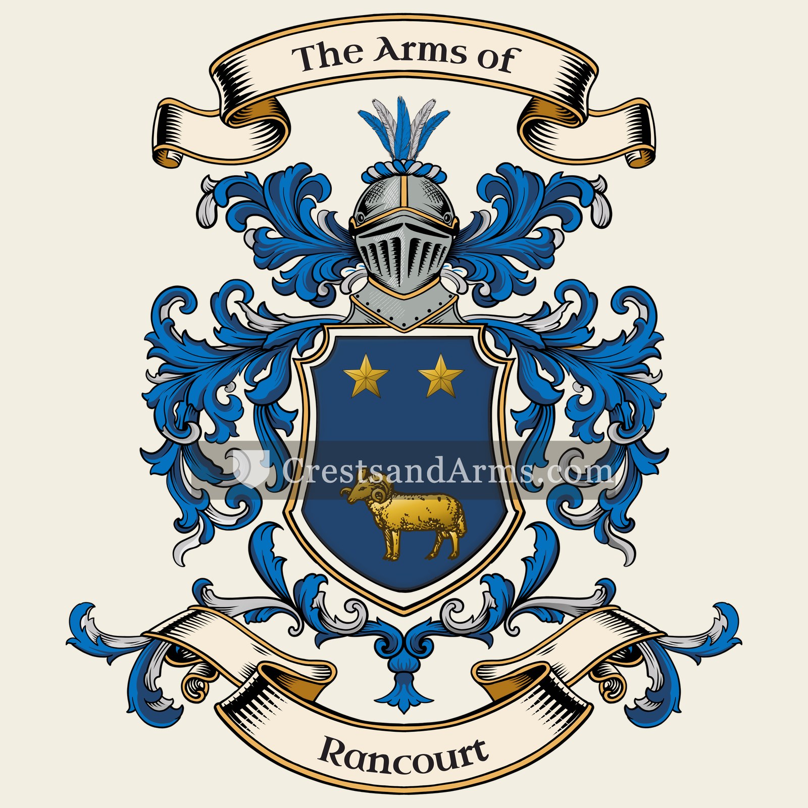 The Rancourt coat of arms, drawn from the recorded blazon