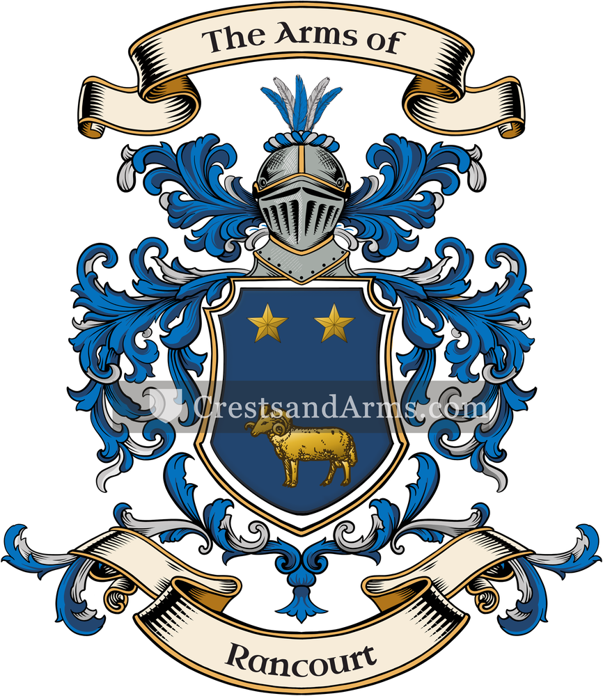 The Rancourt coat of arms, drawn from the recorded blazon