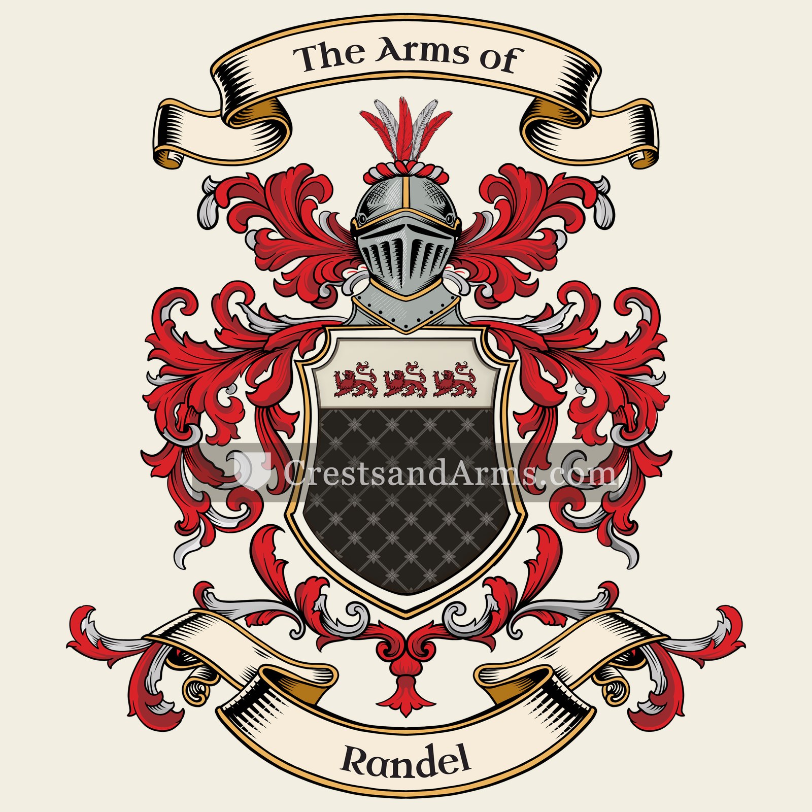 The Randel coat of arms, drawn from the recorded blazon