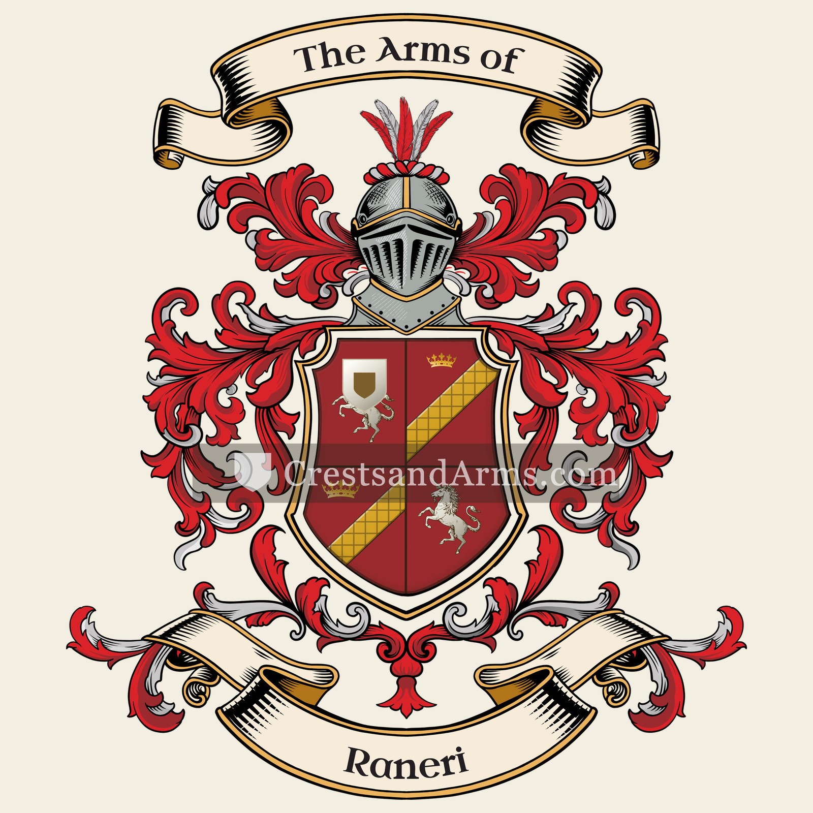 The Raneri coat of arms, drawn from the recorded blazon