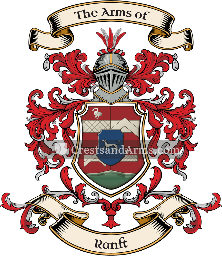 The Ranft coat of arms, drawn from the recorded blazon