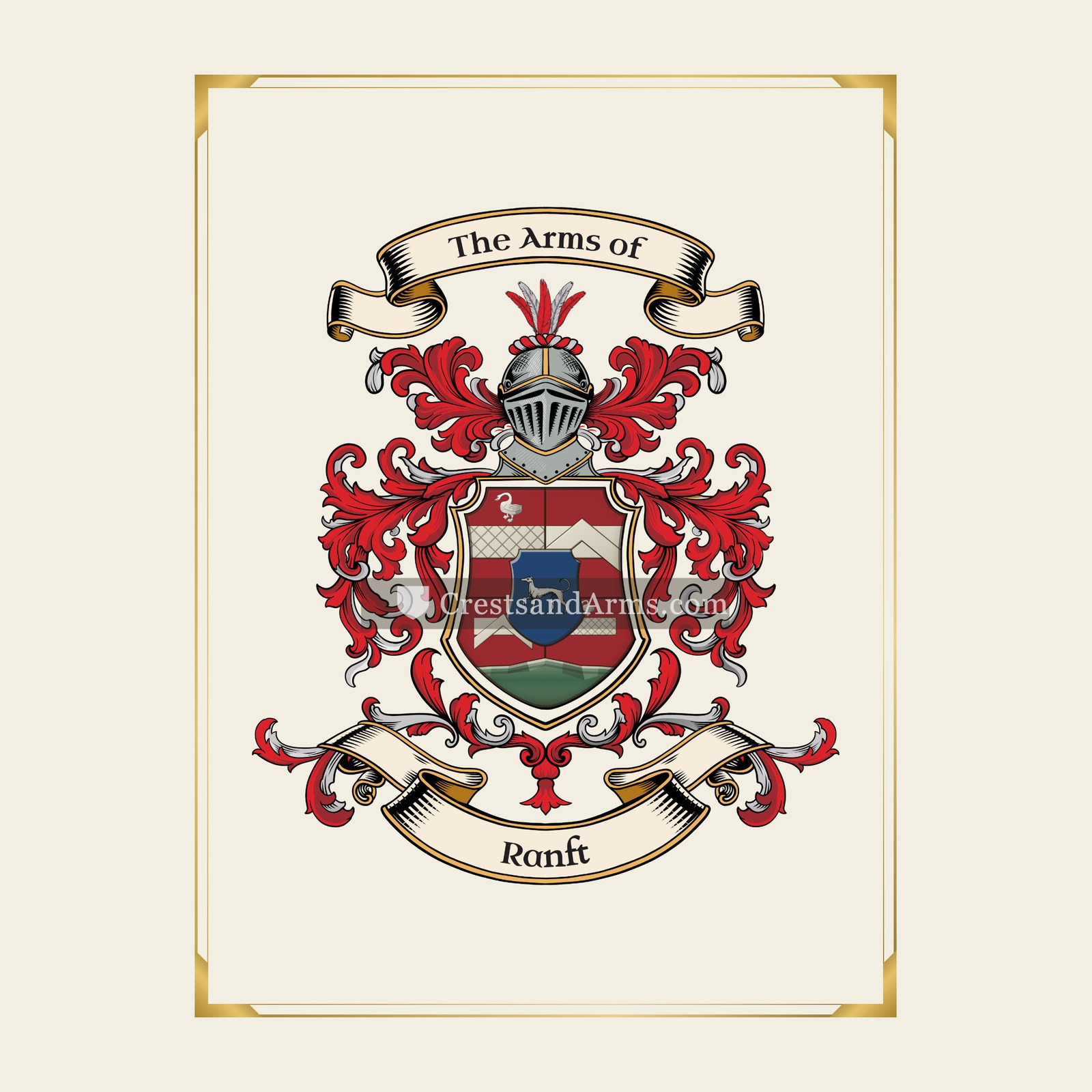 With gold border