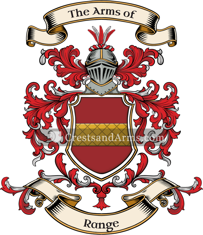 The Range coat of arms, drawn from the recorded blazon