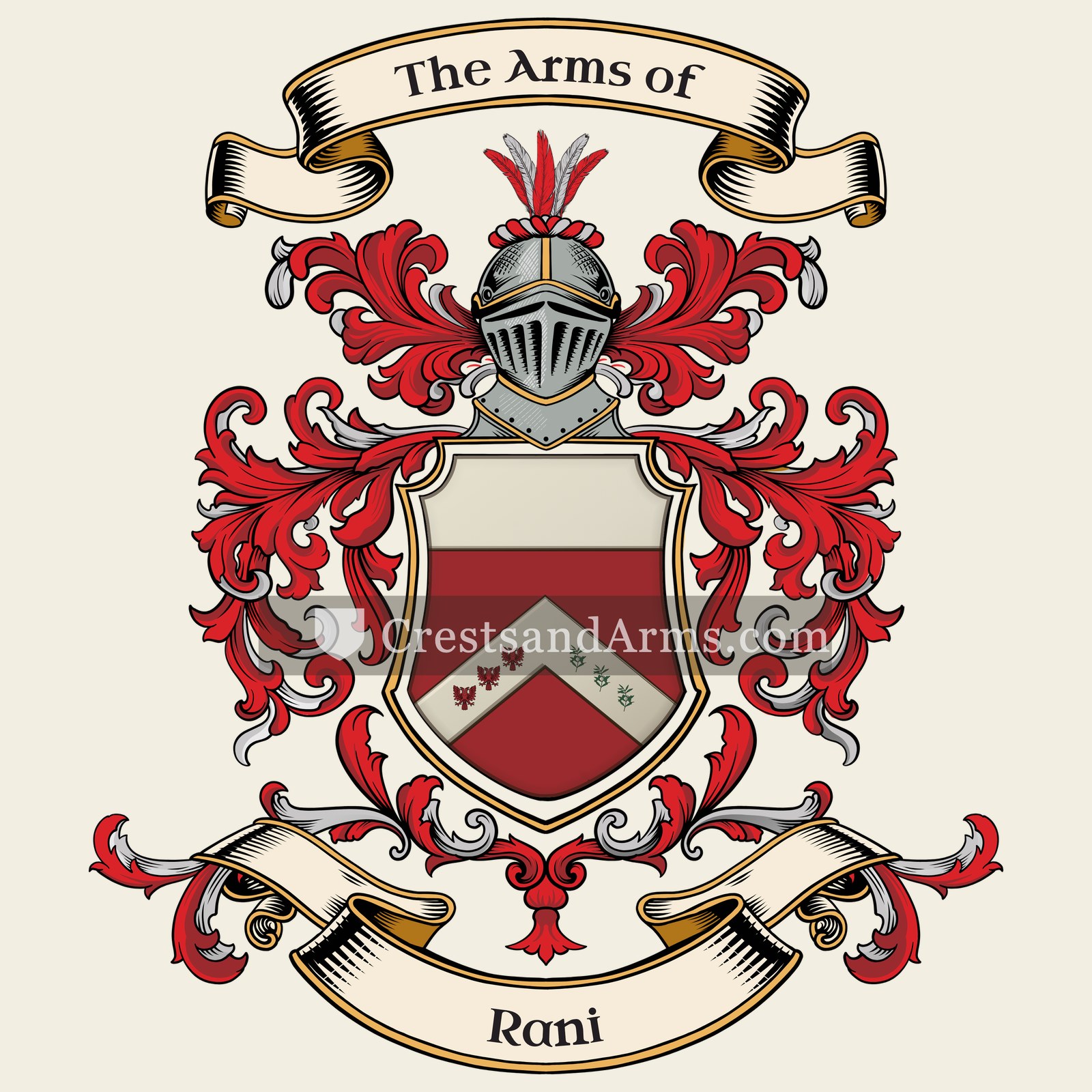 The Rani coat of arms, drawn from the recorded blazon