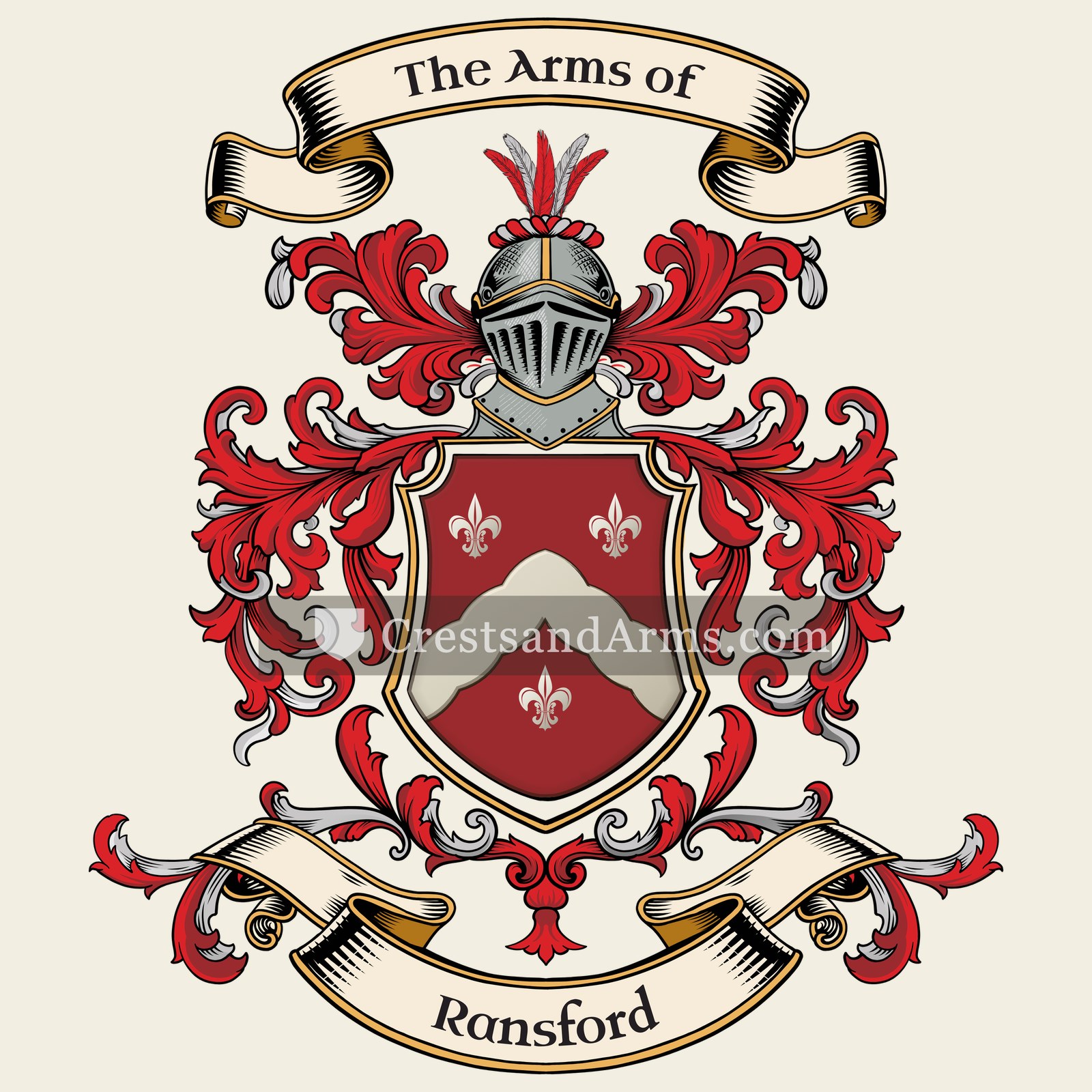 The Ransford coat of arms, drawn from the recorded blazon