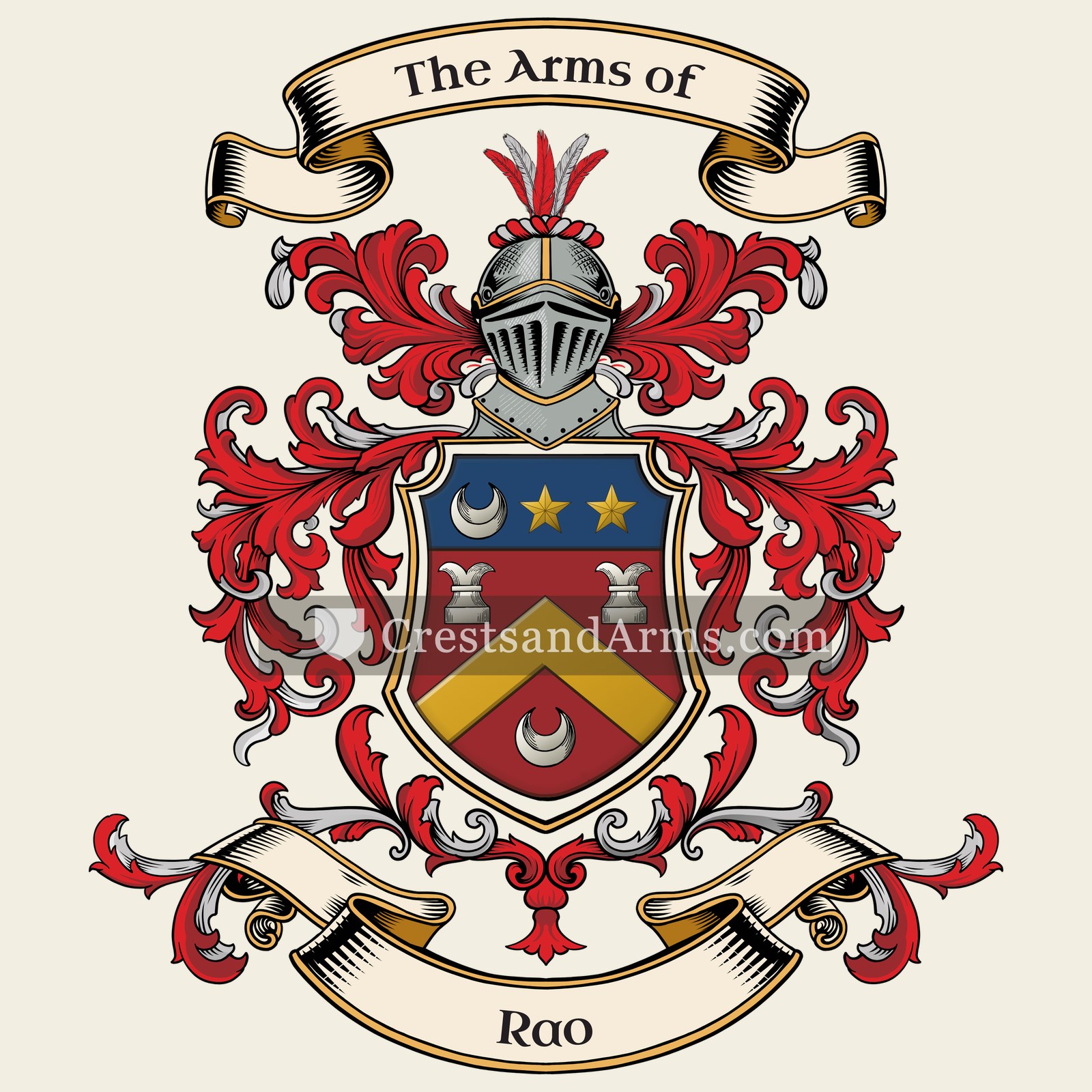 The Rao coat of arms, drawn from the recorded blazon