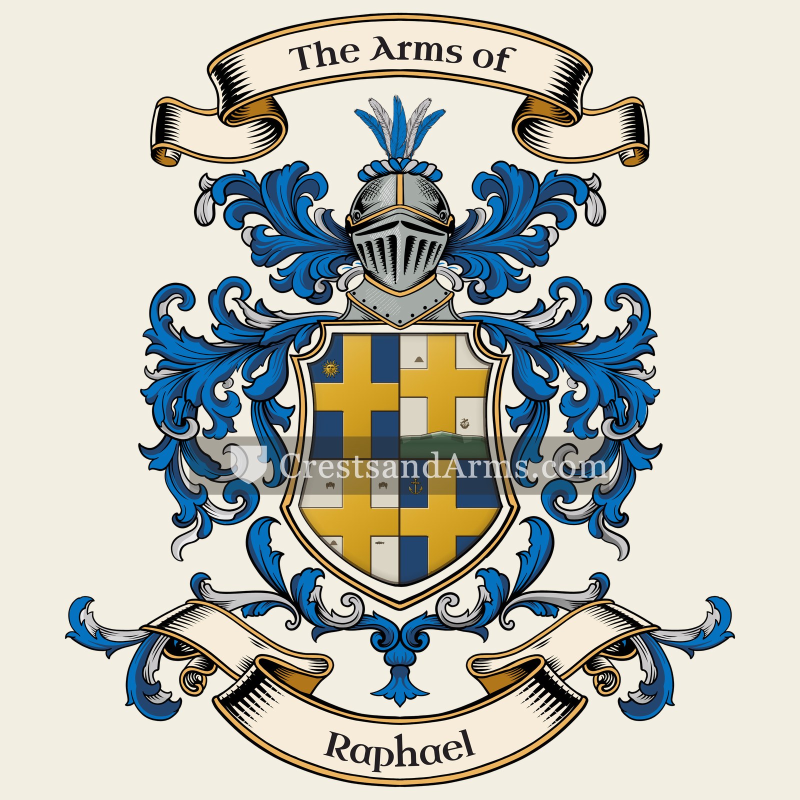 The Raphael coat of arms, drawn from the recorded blazon