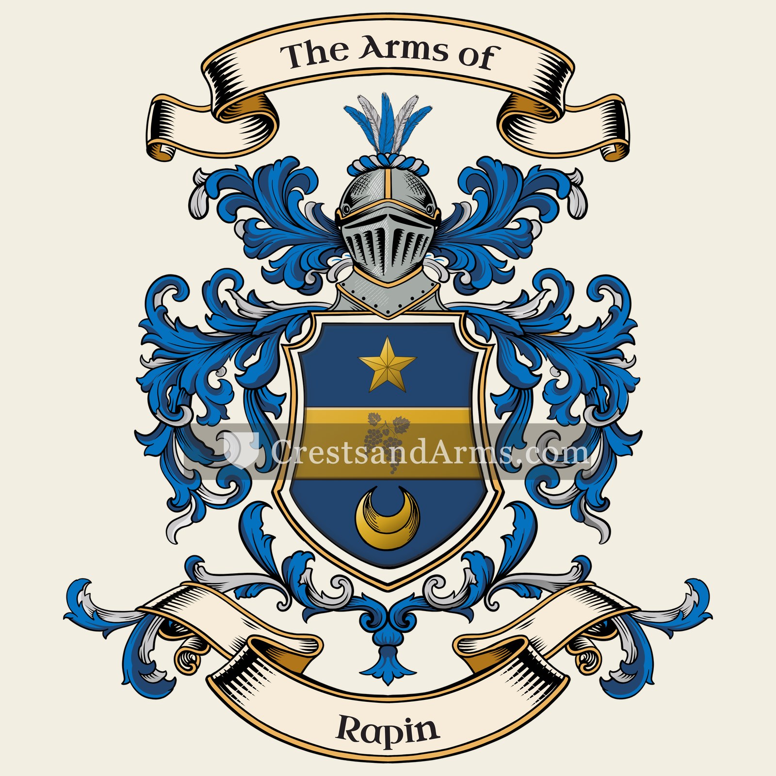 The Rapin coat of arms, drawn from the recorded blazon