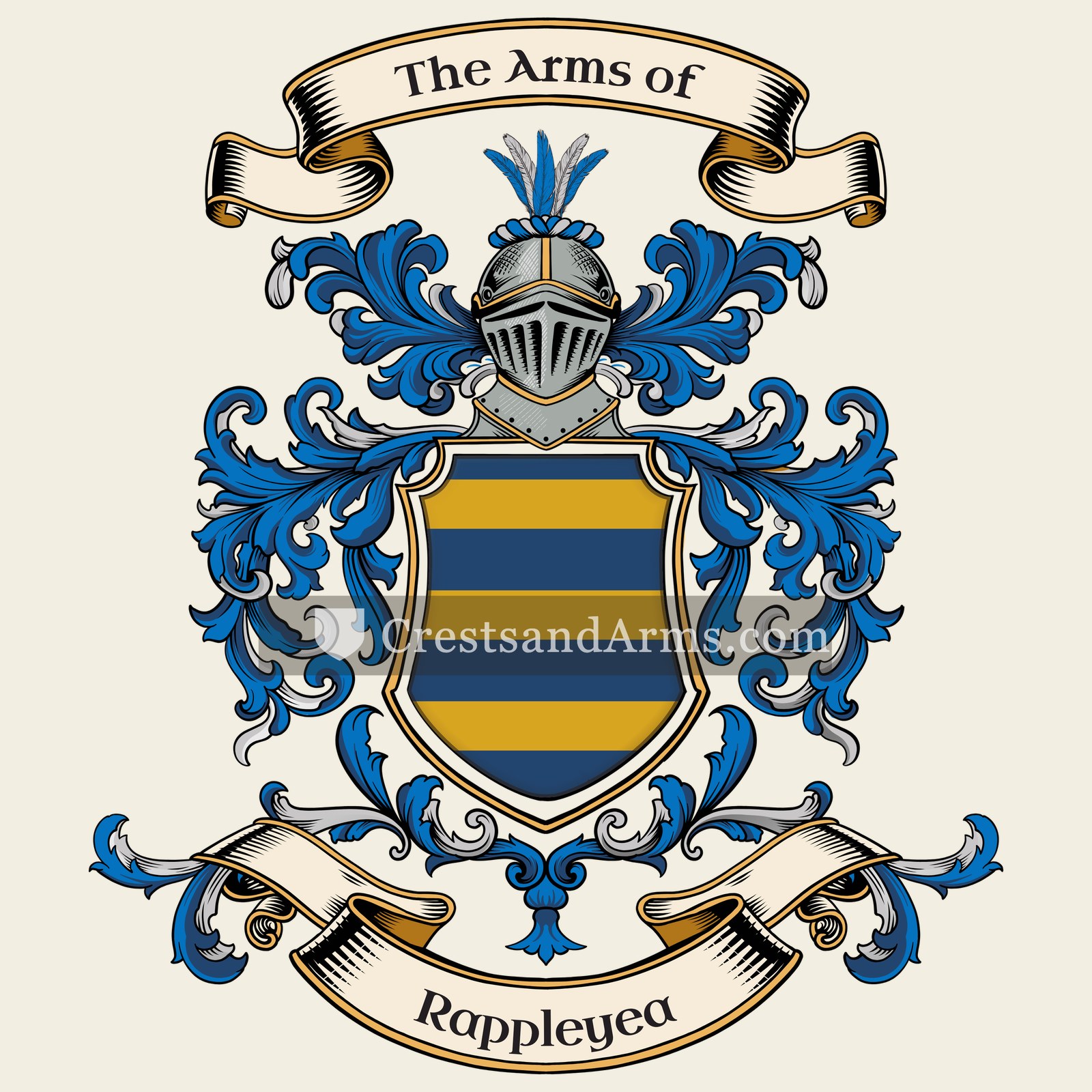 The Rappleyea coat of arms, drawn from the recorded blazon