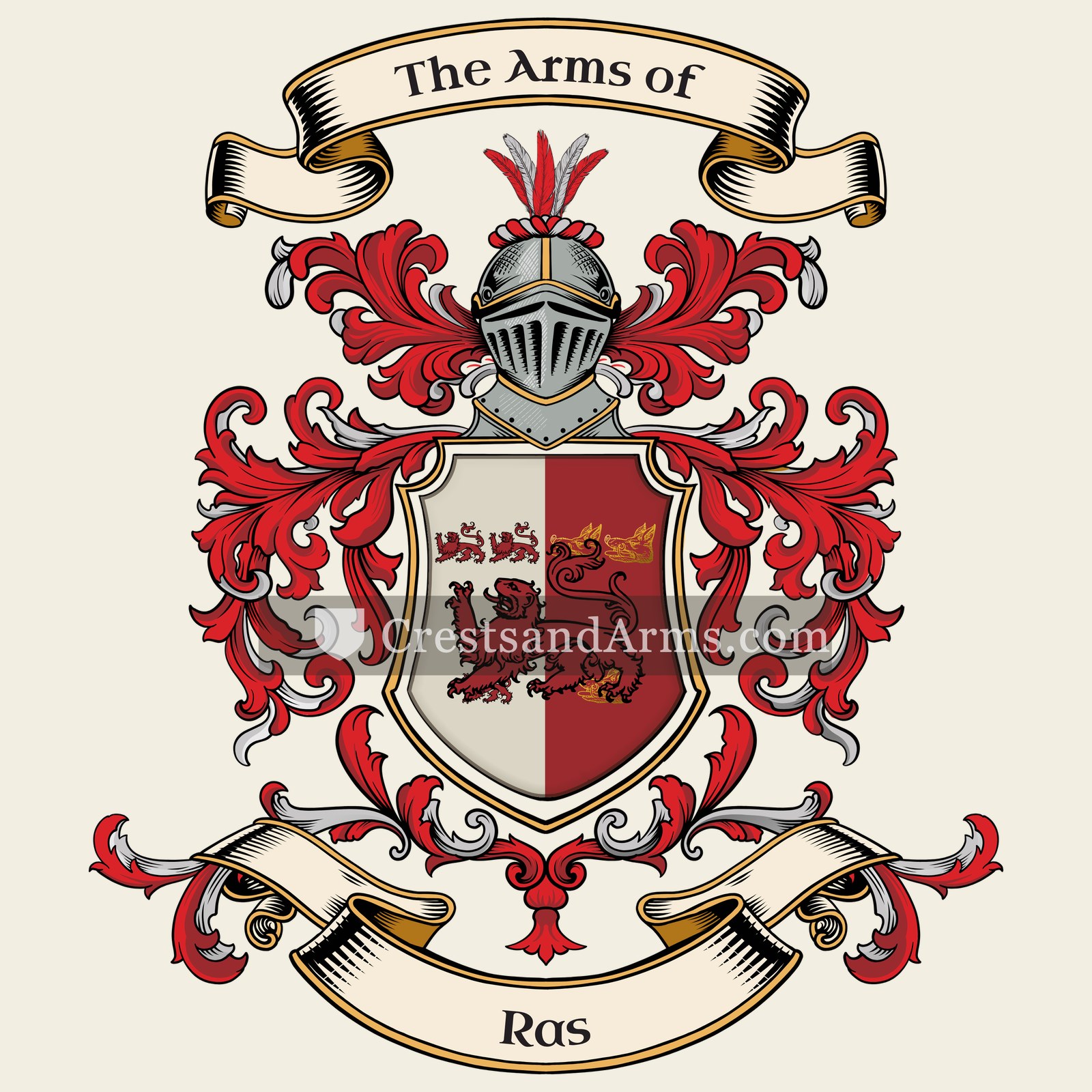 The Ras coat of arms, drawn from the recorded blazon