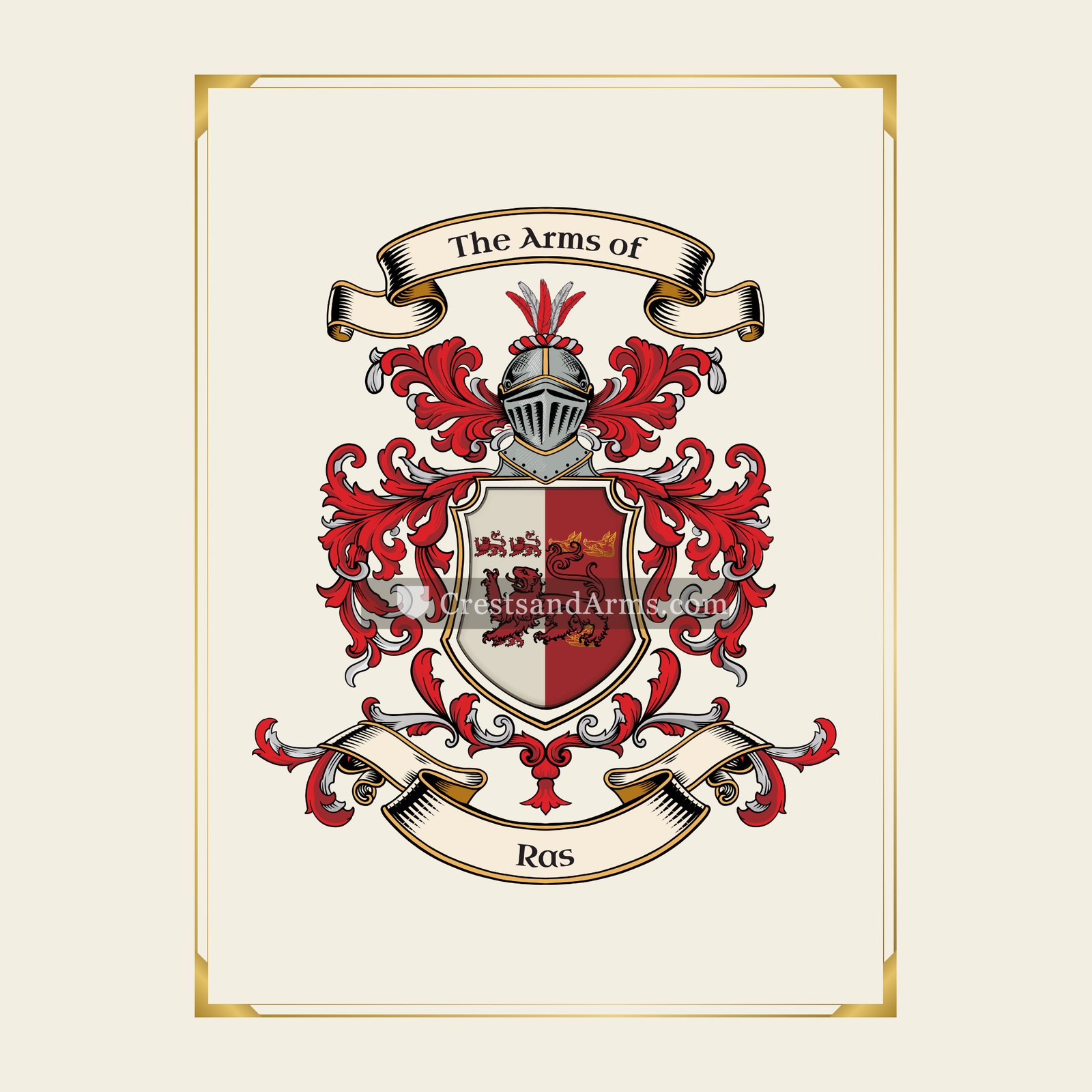 With gold border