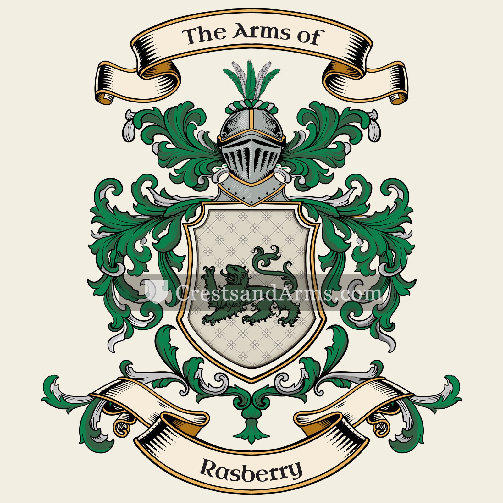 The Rasberry coat of arms, drawn from the recorded blazon