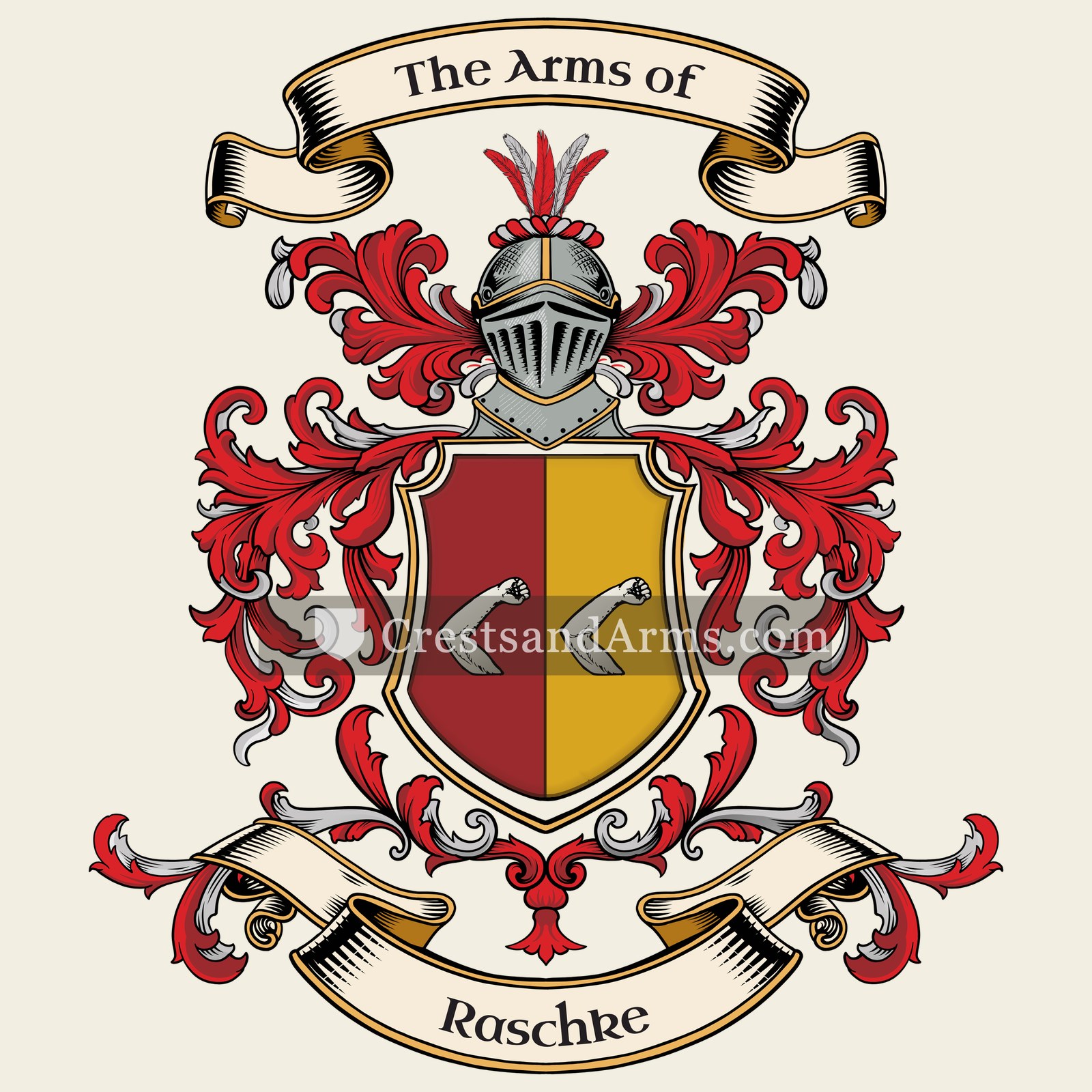 The Raschke coat of arms, drawn from the recorded blazon