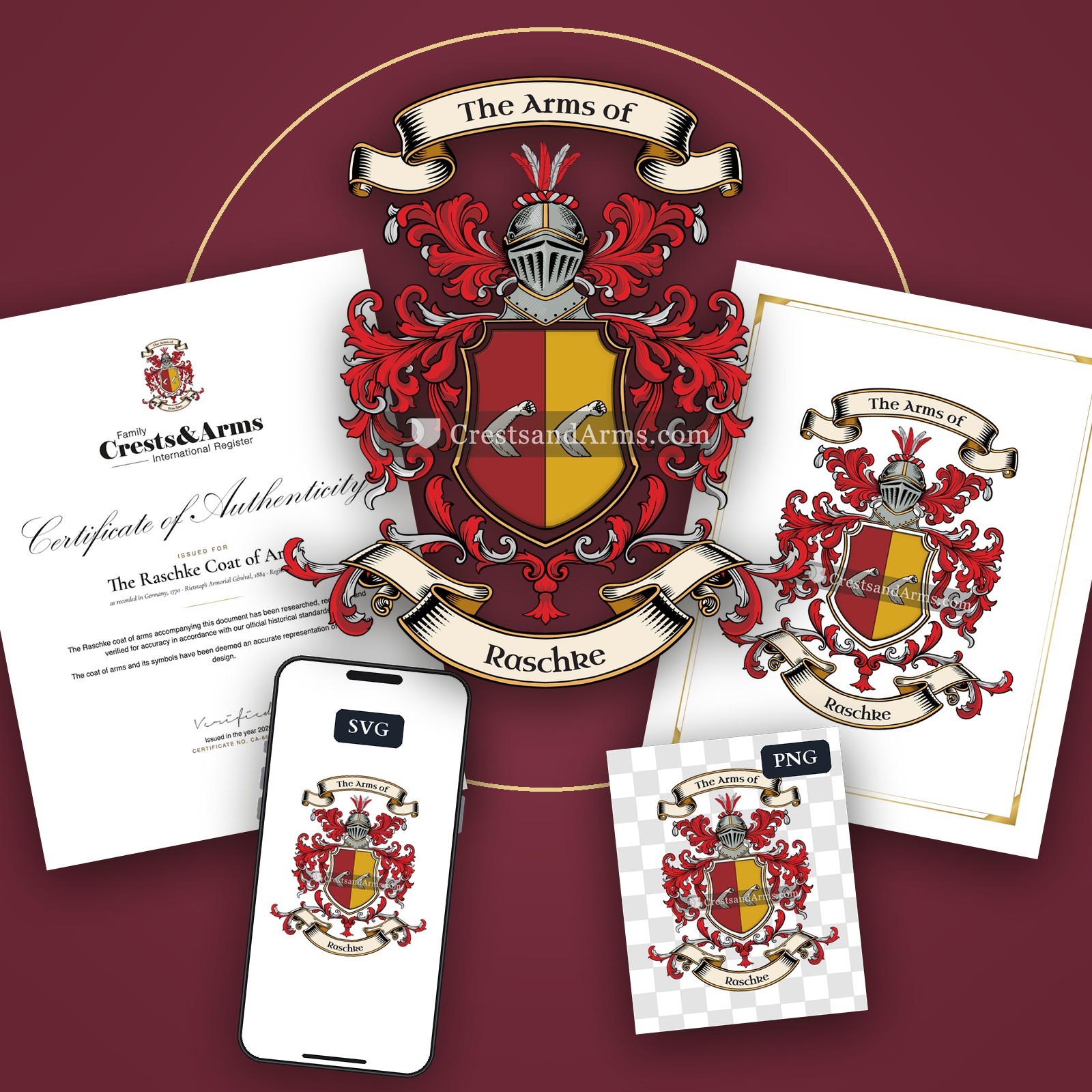The Raschke arms on the coat of arms — digital pack