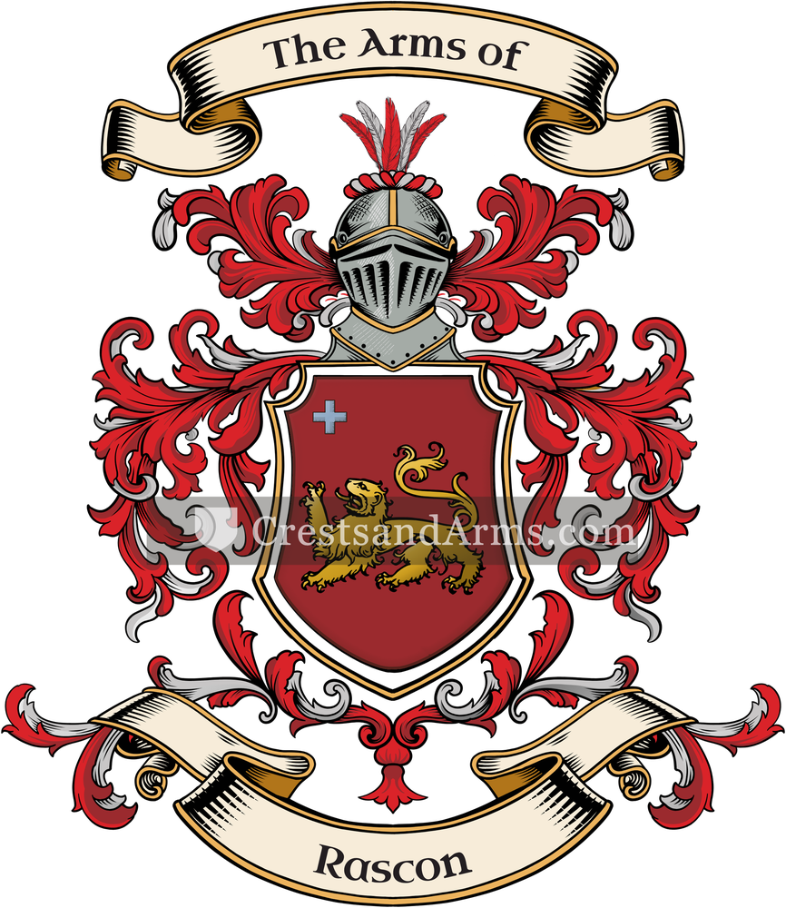 The Rascon coat of arms, drawn from the recorded blazon