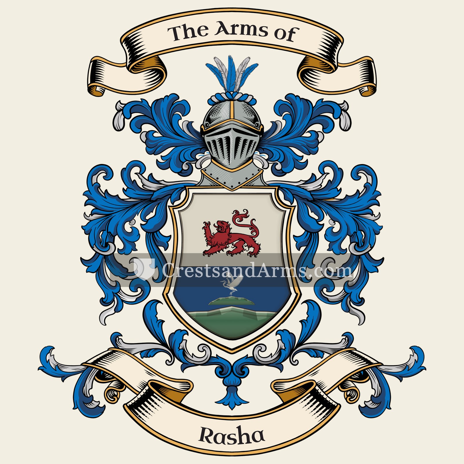 The Rasha coat of arms, drawn from the recorded blazon