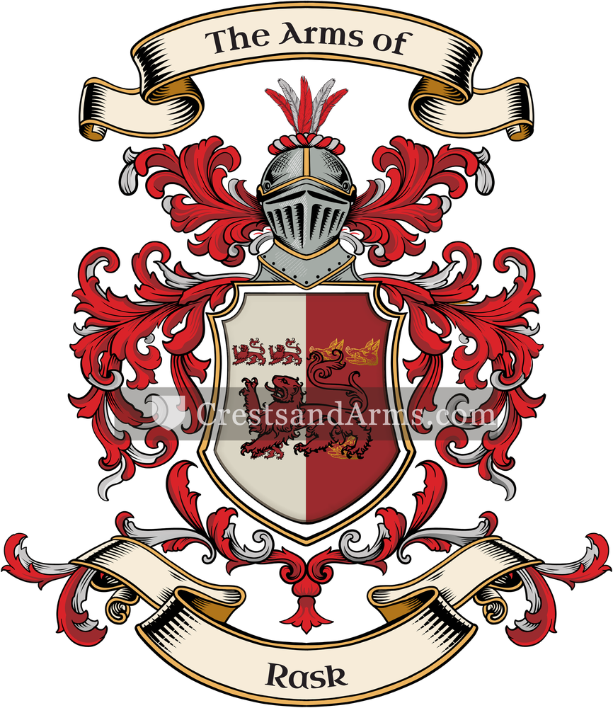 The Rask coat of arms, drawn from the recorded blazon