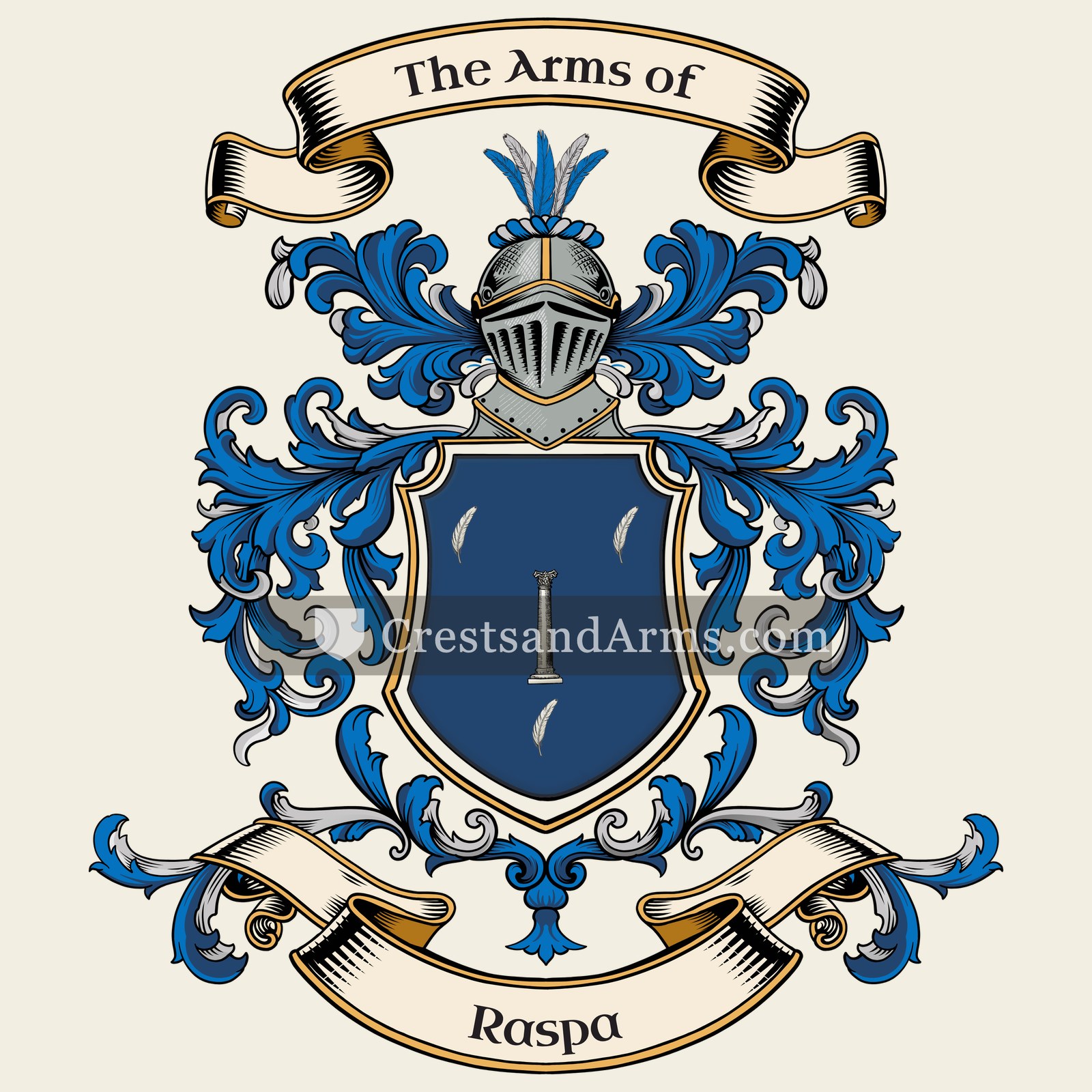 The Raspa coat of arms, drawn from the recorded blazon