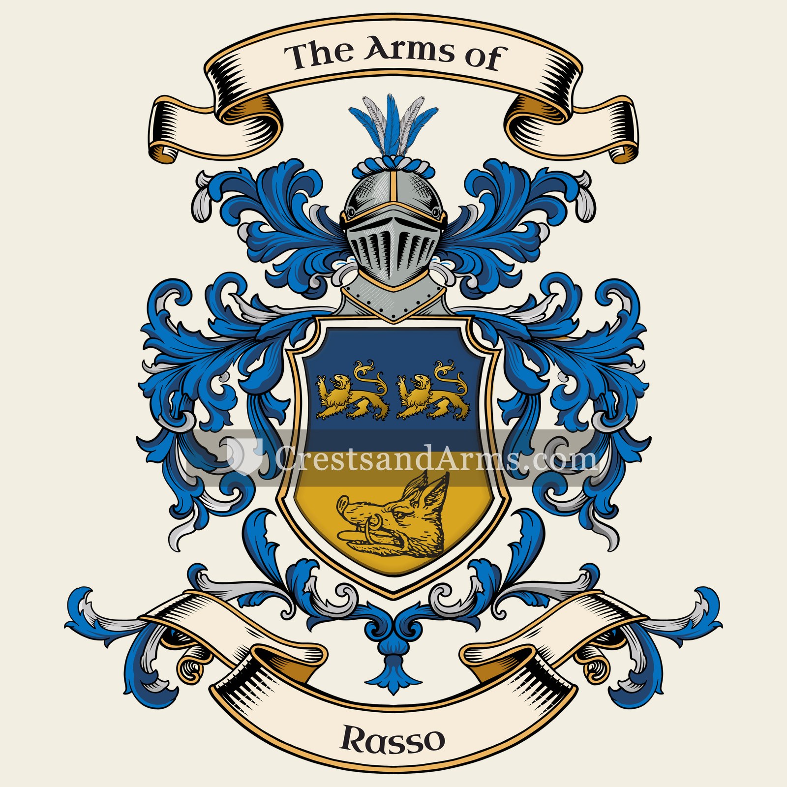 The Rasso coat of arms, drawn from the recorded blazon