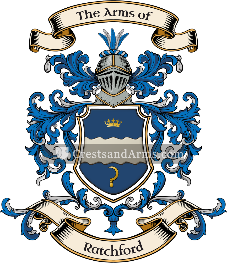 The Ratchford coat of arms, drawn from the recorded blazon