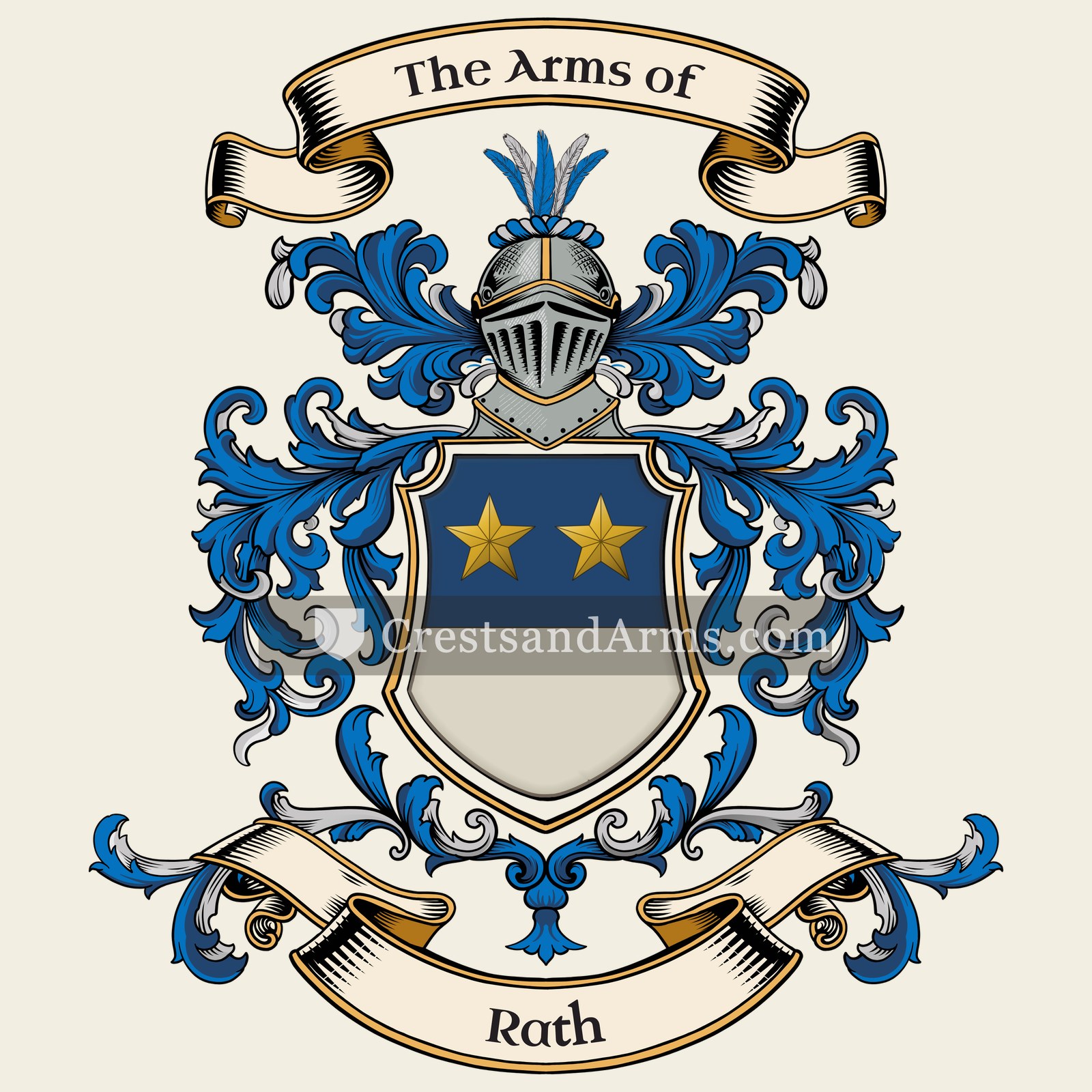 The Rath coat of arms, drawn from the recorded blazon