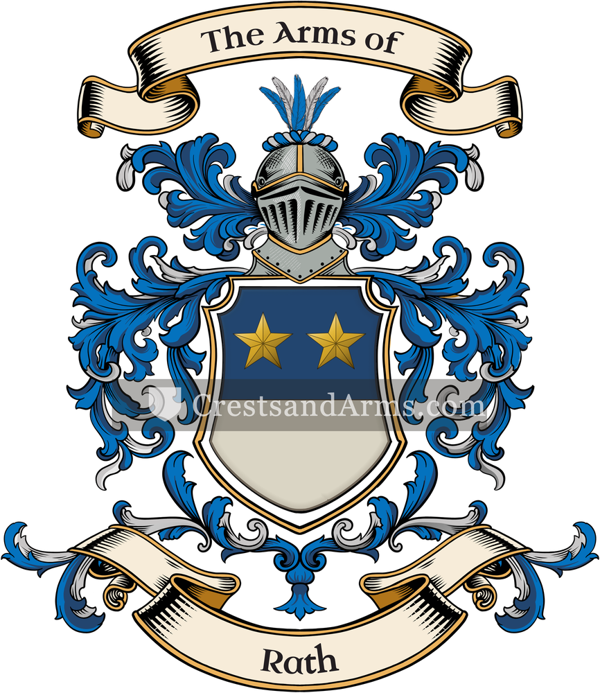 The Rath coat of arms, drawn from the recorded blazon