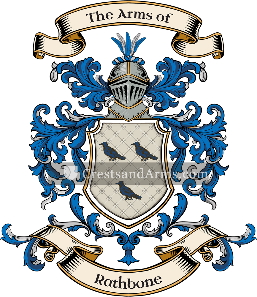 The Rathbone coat of arms, drawn from the recorded blazon