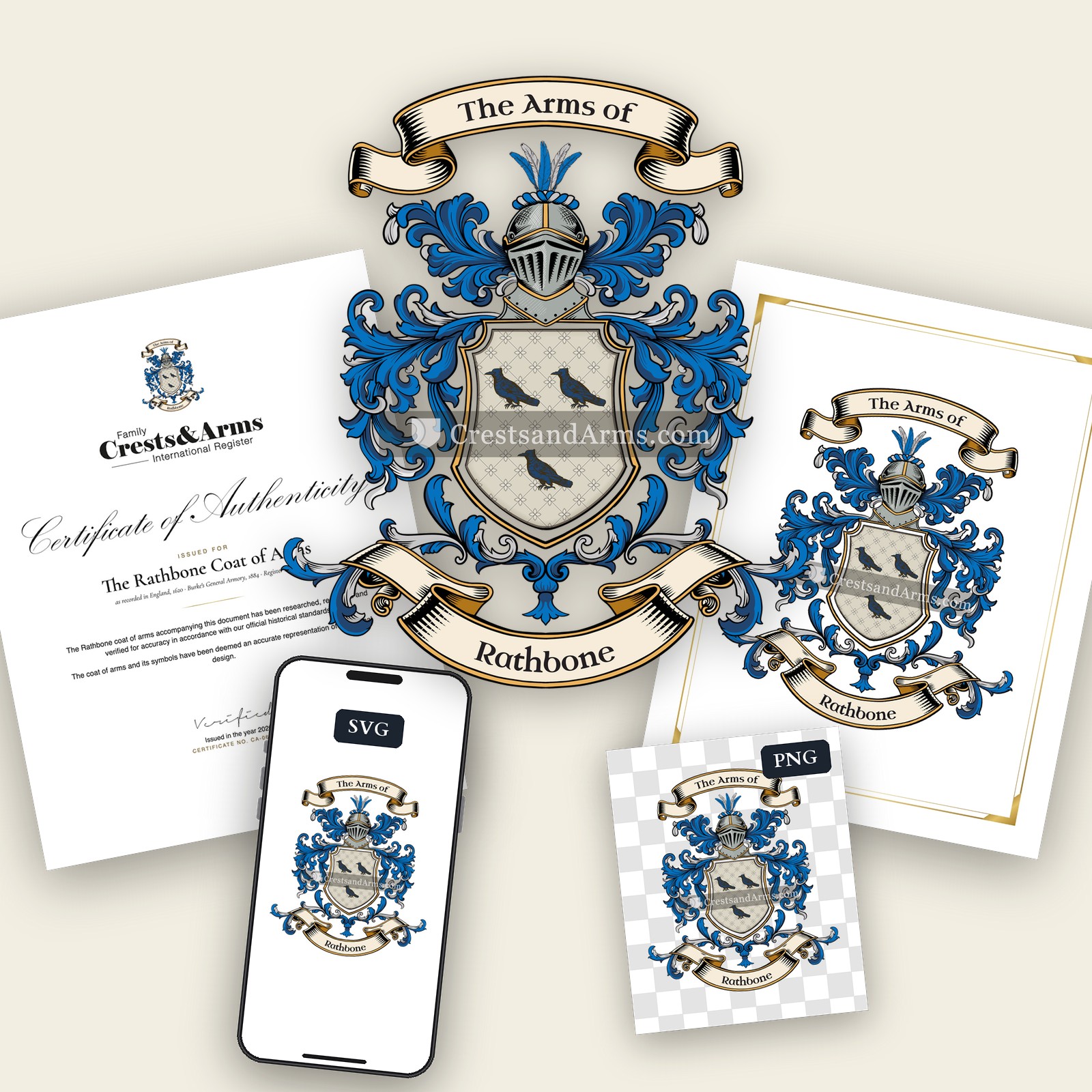 The Rathbone arms on the coat of arms — digital pack