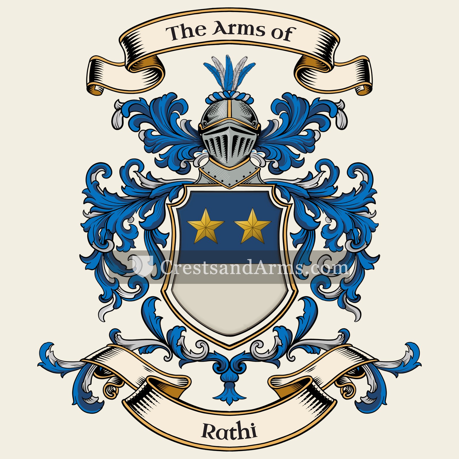 The Rathi coat of arms, drawn from the recorded blazon
