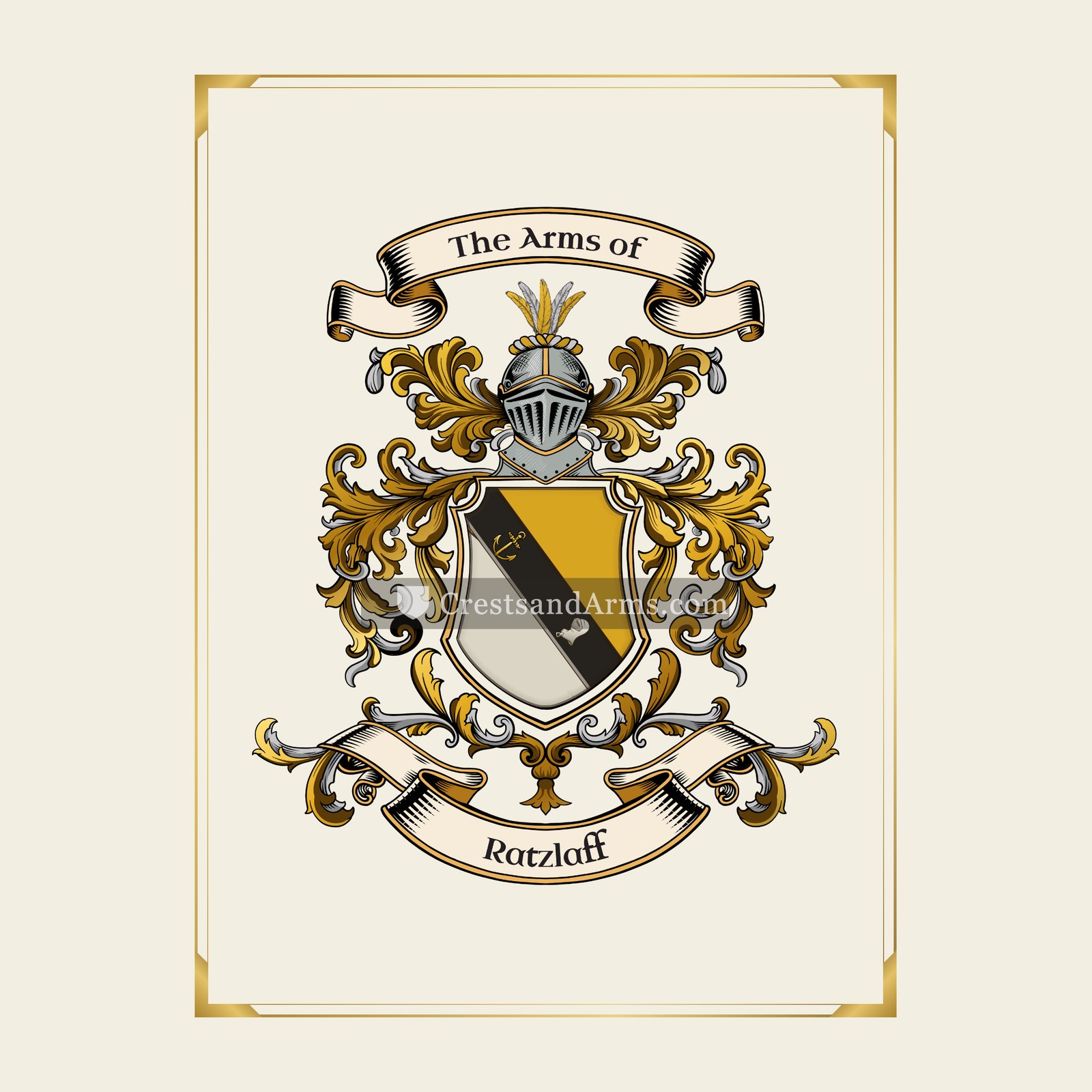 With gold border