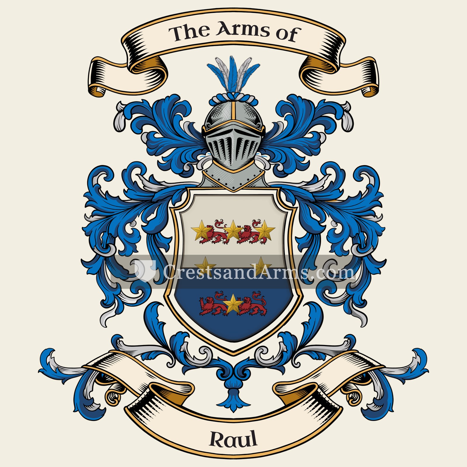 The Raul coat of arms, drawn from the recorded blazon