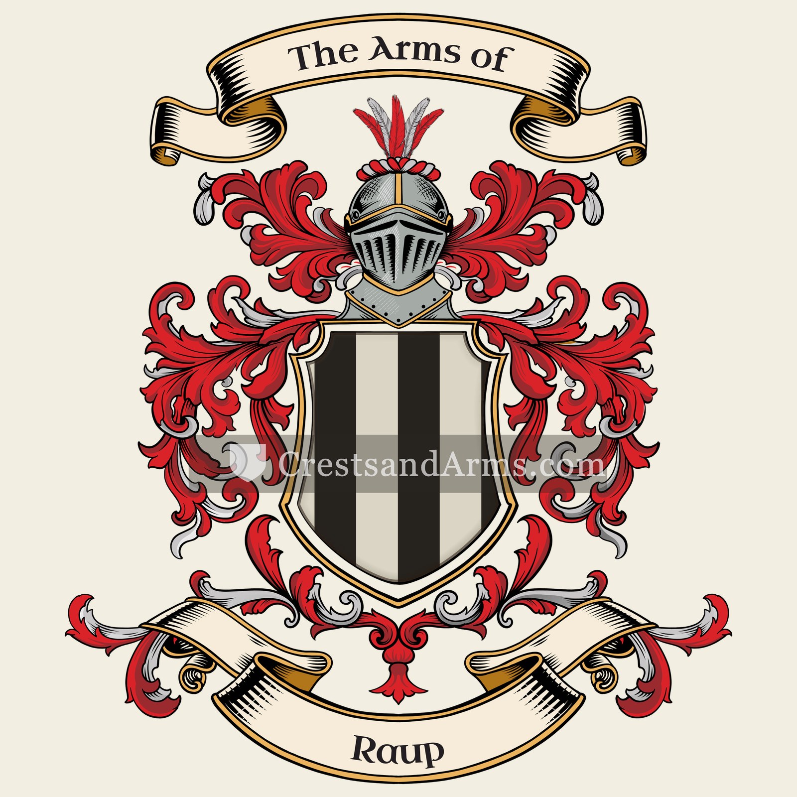The Raup coat of arms, drawn from the recorded blazon