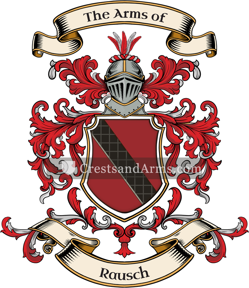 The Rausch coat of arms, drawn from the recorded blazon