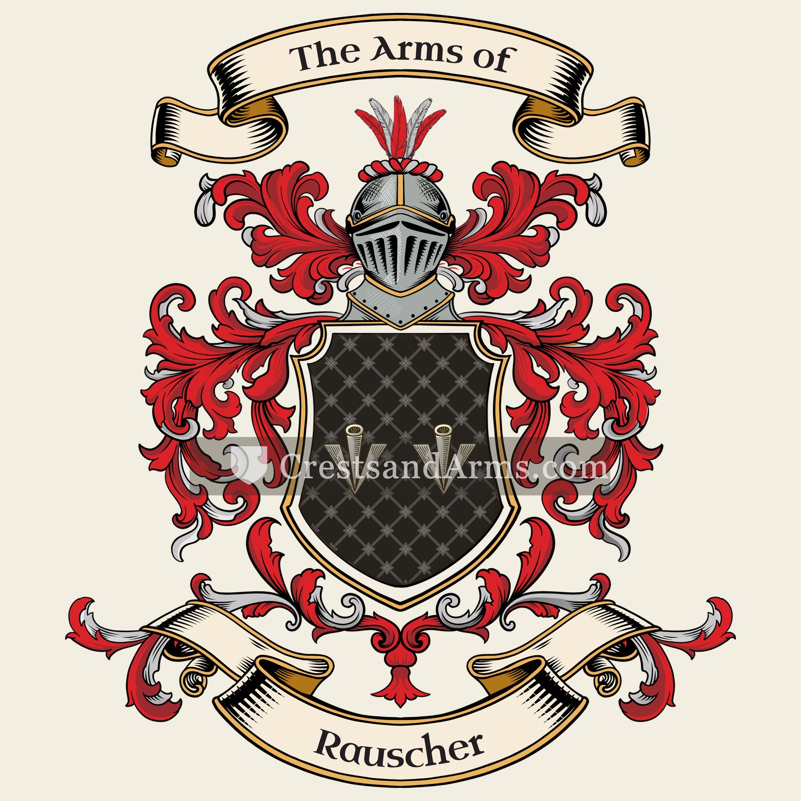 The Rauscher coat of arms, drawn from the recorded blazon