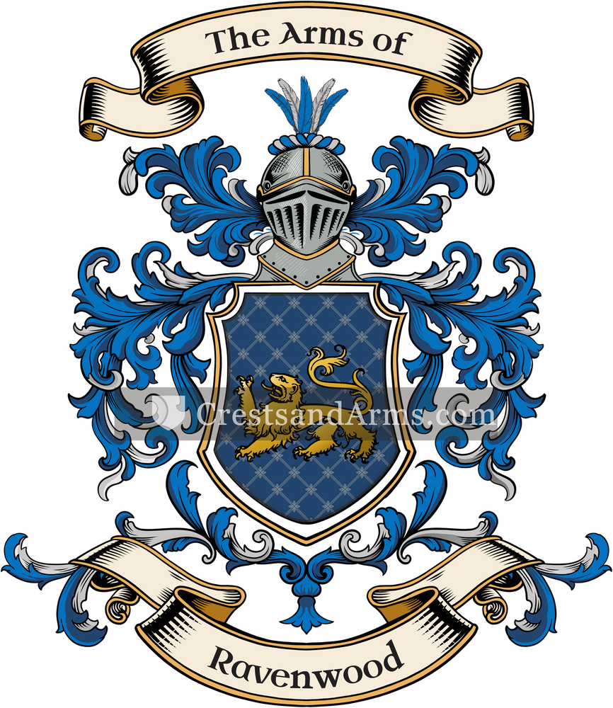 The Ravenwood coat of arms, drawn from the recorded blazon