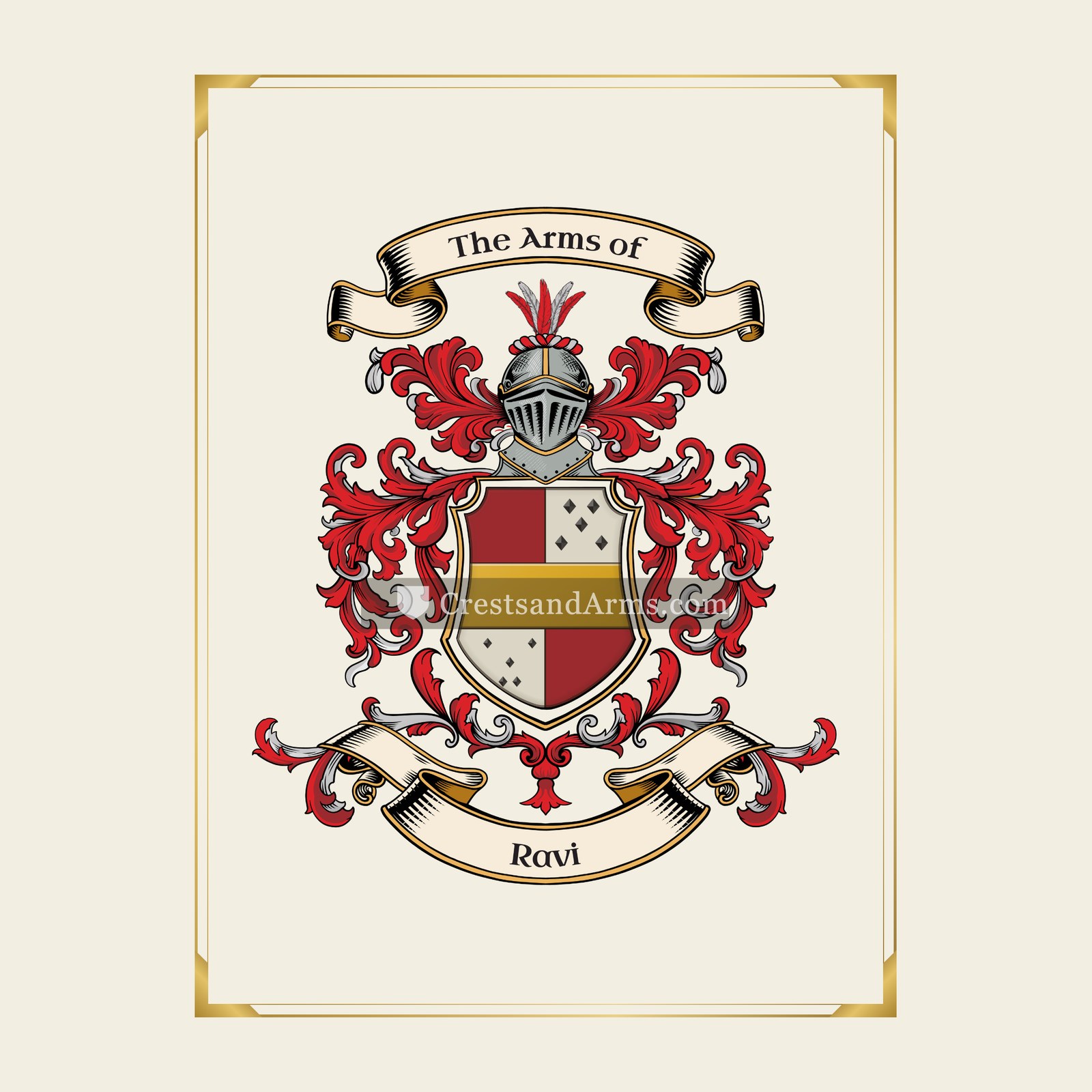 With gold border