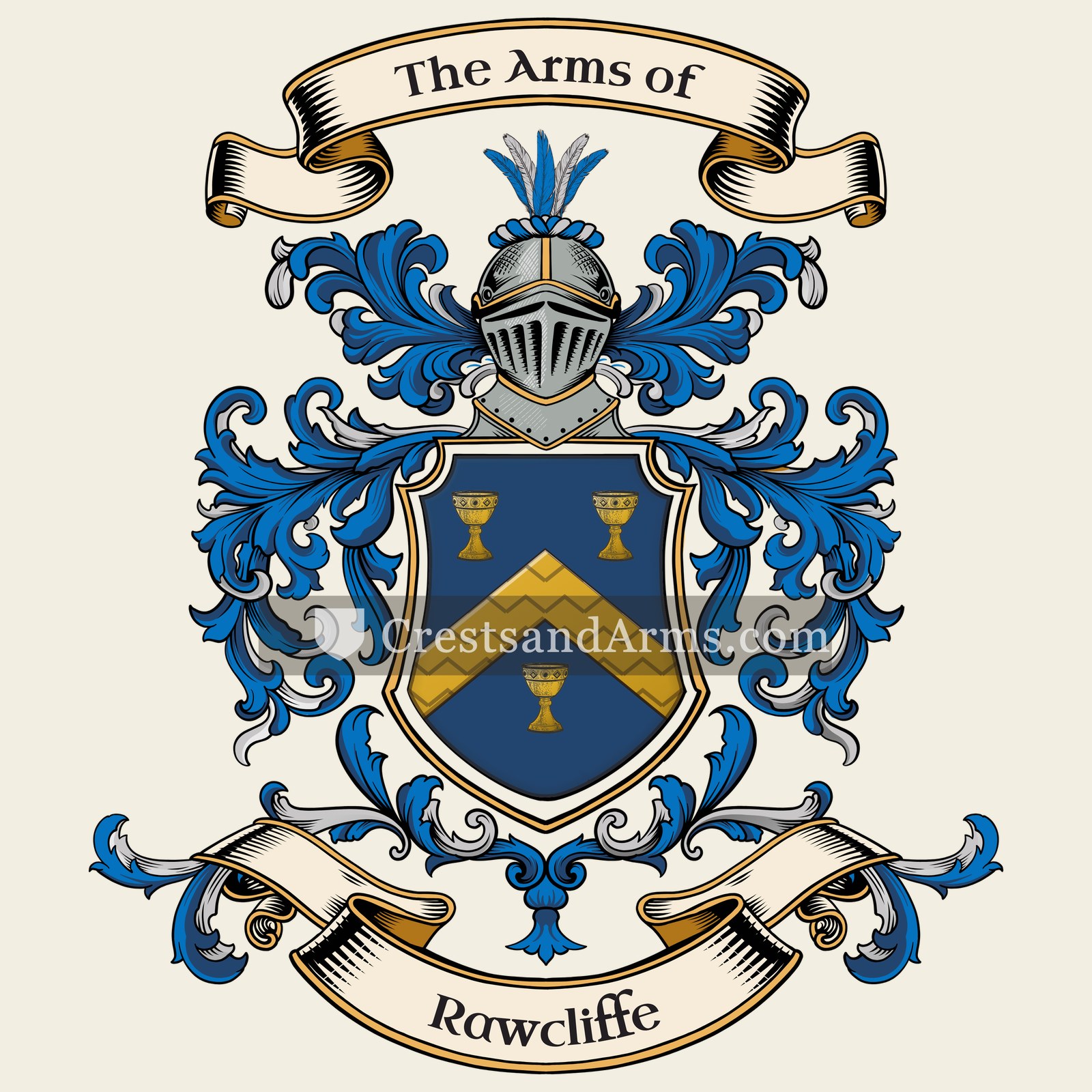 The Rawcliffe coat of arms, drawn from the recorded blazon