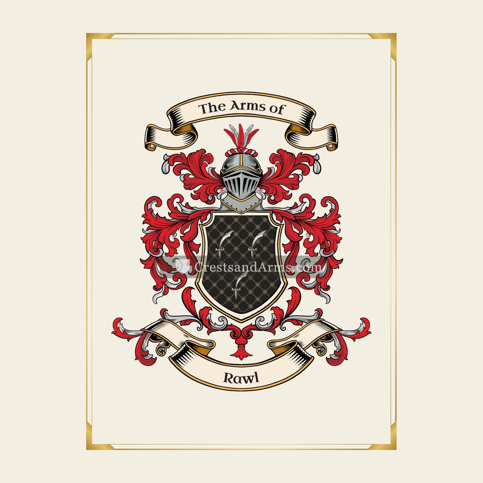 With gold border