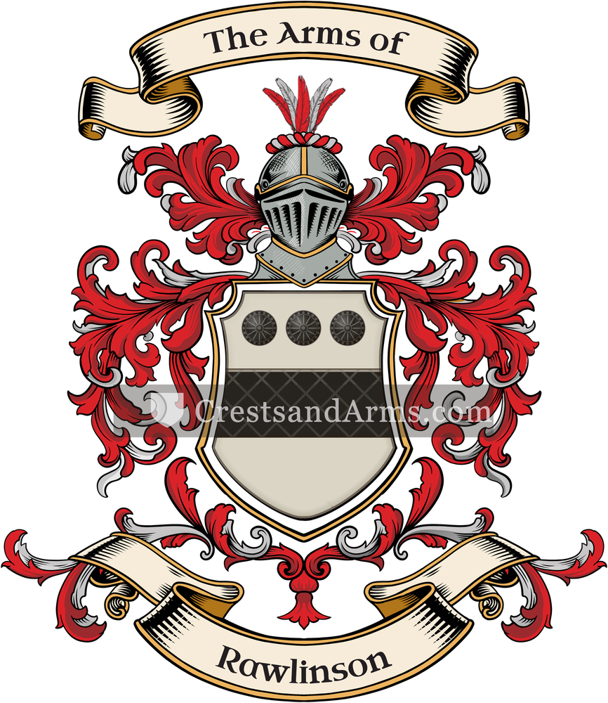 The Rawlinson coat of arms, drawn from the recorded blazon