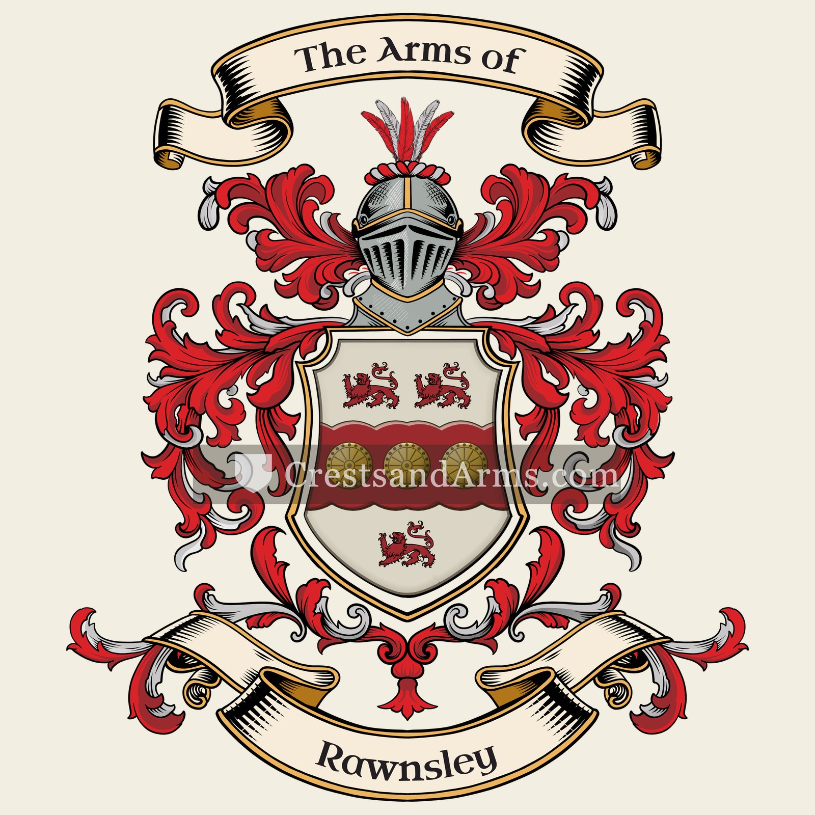 The Rawnsley coat of arms, drawn from the recorded blazon