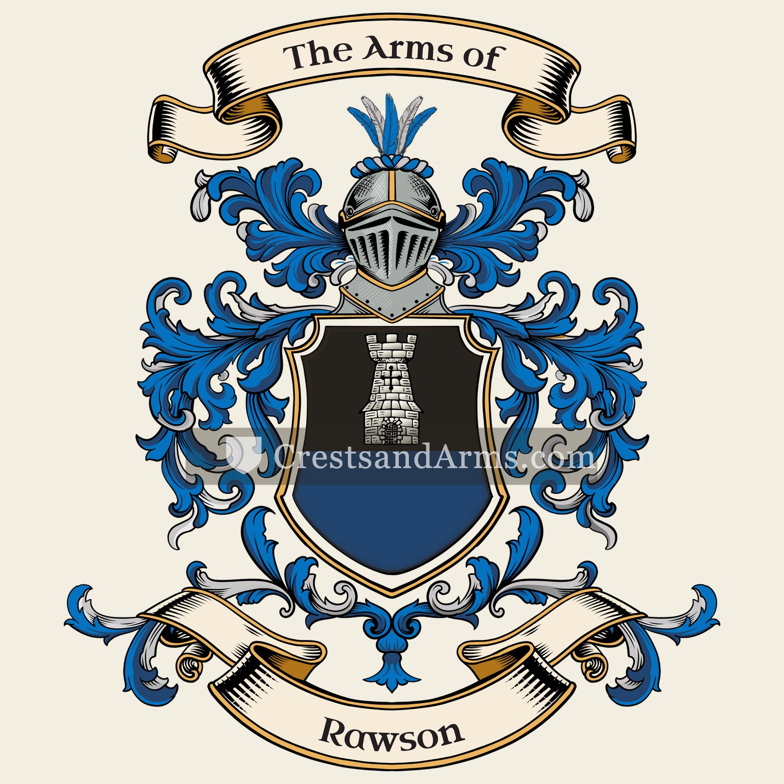 The Rawson coat of arms, drawn from the recorded blazon