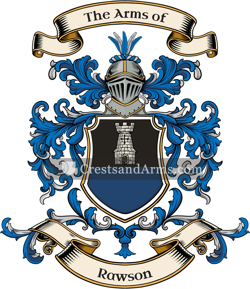 The Rawson coat of arms, drawn from the recorded blazon