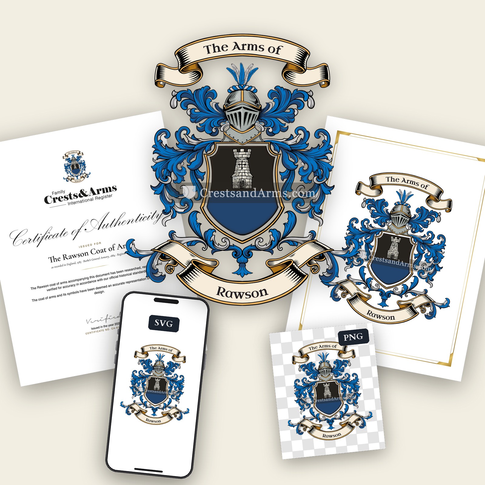 The Rawson arms on the coat of arms — digital pack