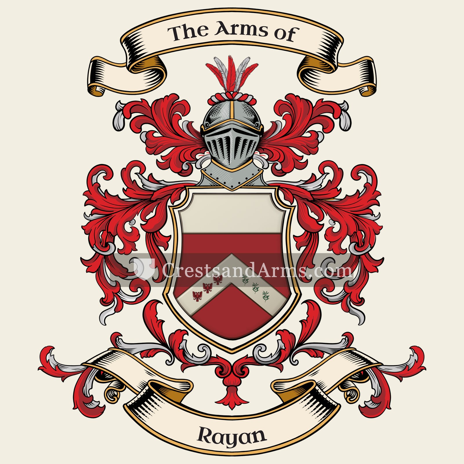 The Rayan coat of arms, drawn from the recorded blazon
