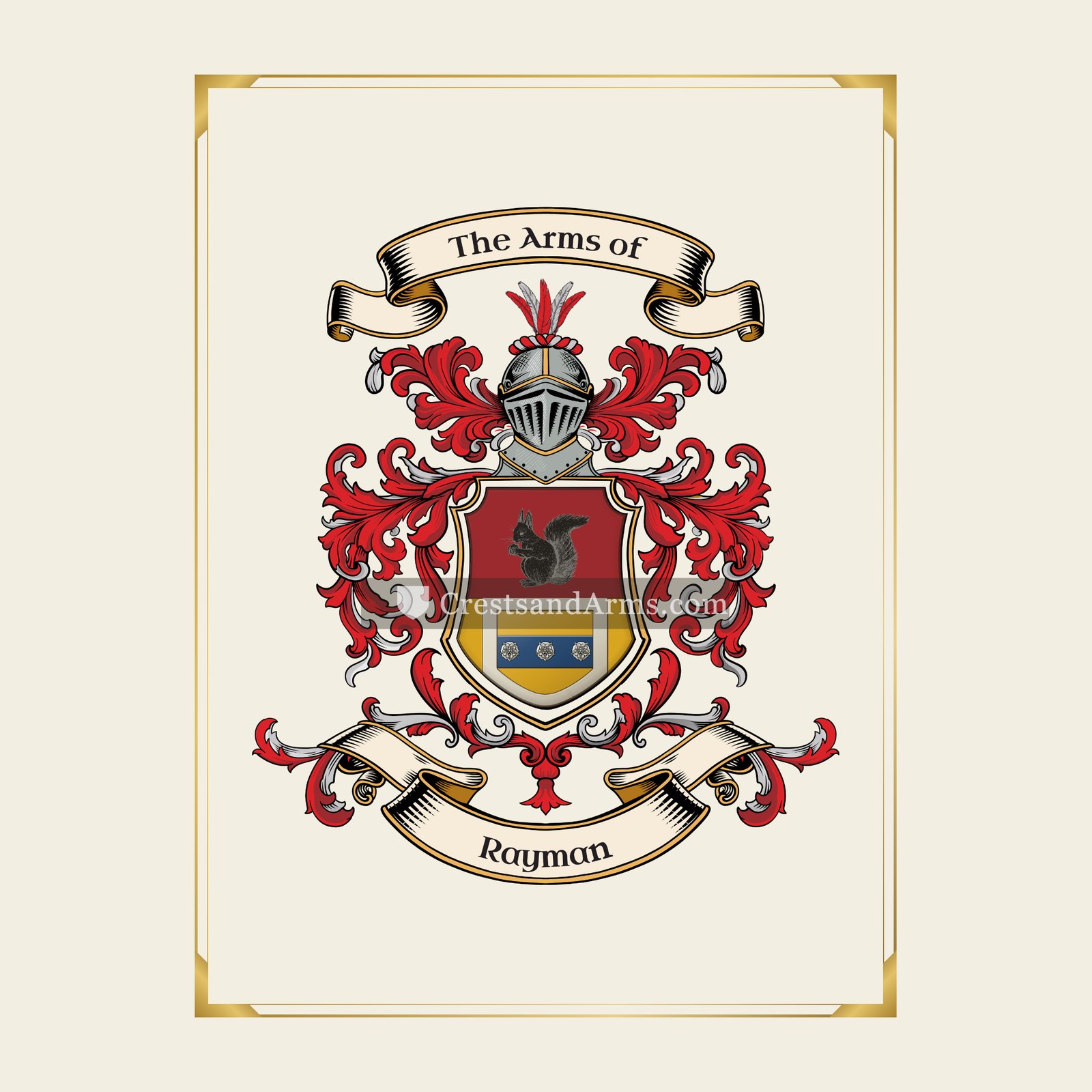 With gold border