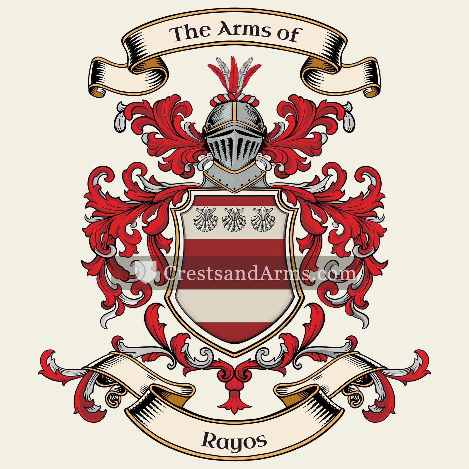 The Rayos coat of arms, drawn from the recorded blazon